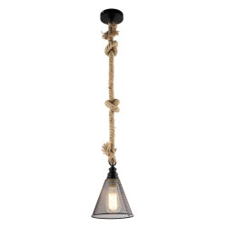 LAMPARA DECORATIVA COLGANTE E26 1 LUZ NEGRO SOGA INCLUYE FOCO VINTAGE