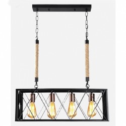 LAMPARA DECORATIVA COLGANTE E26 4 LUCES NEGRO SOGA 127V CABANNA NO INCLUYE FOCOS