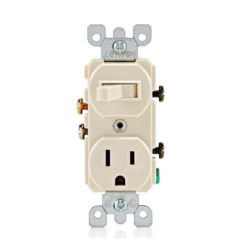 APAGADOR COMBINADO 15A 120V ALMENDRA LEVITON