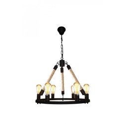 LAMPARA DECORATIVA COLGANTE E26 6 LUCES NEGRO SOGA 127V CABBANA NO INCLUYE FOCOS