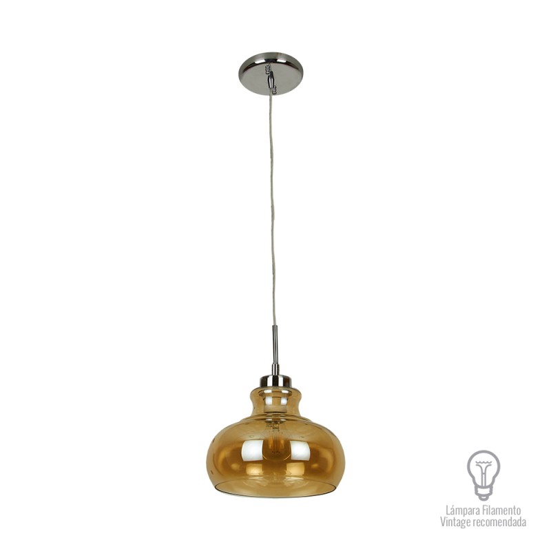 LAMPARA DECORATIVA COLGANTE E26 1 LUZ   AMBAR    100-240V CRISTAL PERSEUS NO INCLUYE FOCO