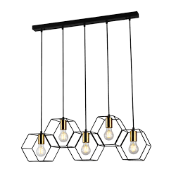 LAMPARA DECORATIVA COLGANTE E26 5 LUCES NEGRO COBRE 5 X 60W HEXA INCLUYE FOCO