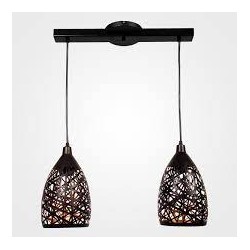 LAMPARA DECORATIVA COLGANTE E26 2 LUCES NEGRO-DORADO NO INCLUYE FOCOS